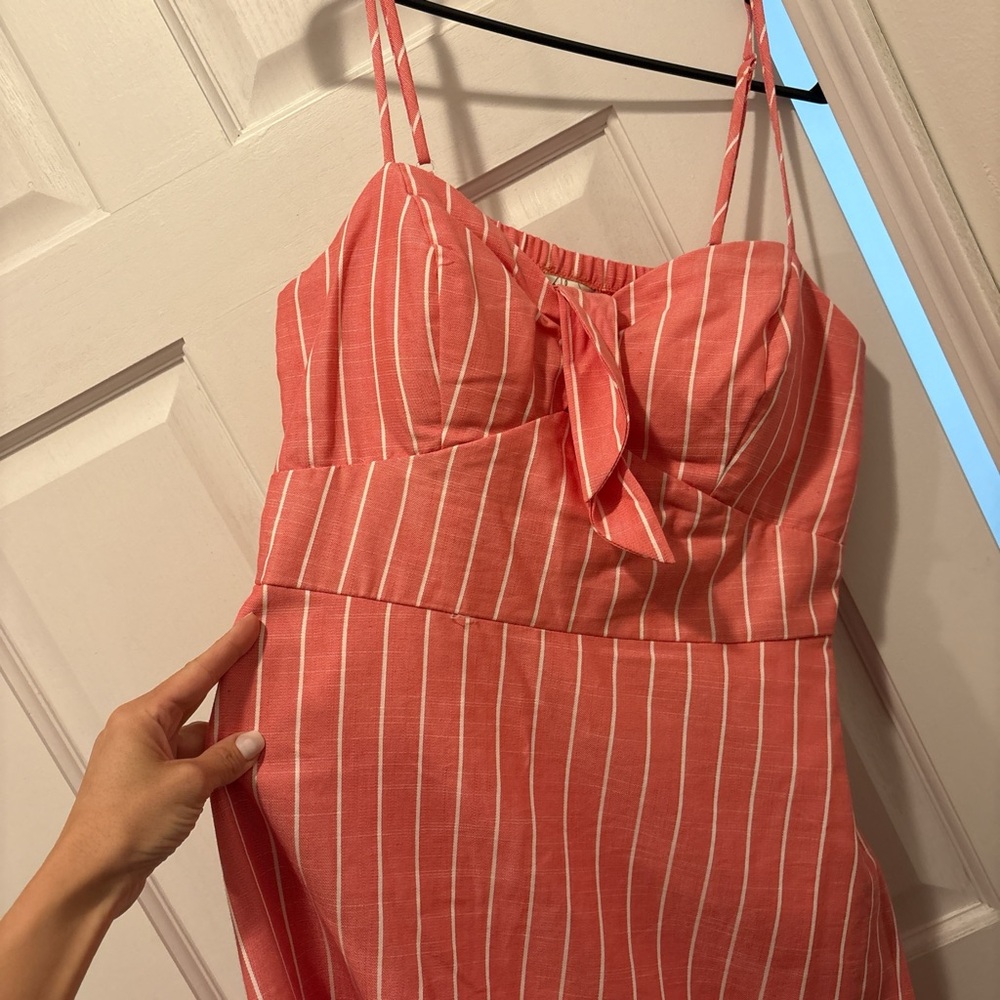 Speechless Coral and White Striped Dress